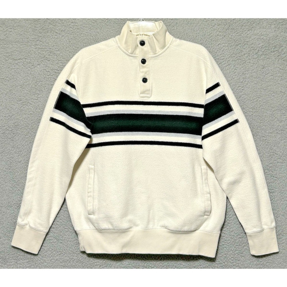 CHAPS‎ Fleece Sweater Mens Sz L 1/4 Snap Mock Neck Pullover Rugby Blokecore